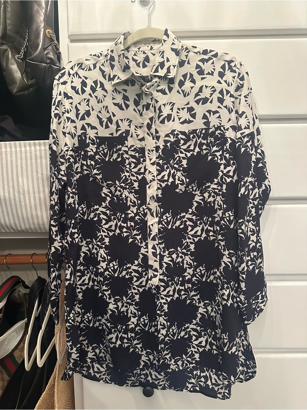 Etro Navy and White Floral Button-Down Blouse